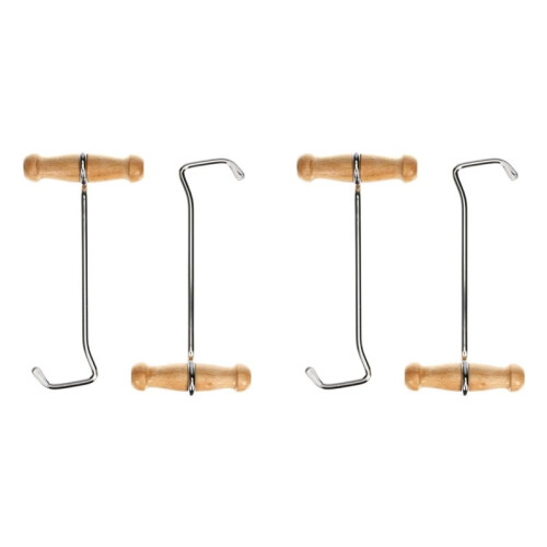 4pack Boot Hooks and Puller for Cowboy Boots, Wood Handles, Boot Pulls with Handle