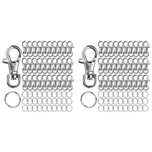 Metal Swivel Snap Hooks and Key Rings, 60PCS Small Lobster Claw Keychains Clasps and 60PCS Key Chain Ring, 120PCS