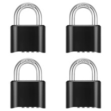 4X 4-Digit Combination Lock Outdoor Padlock Waterproof Combo Lock for Gym Locker, Hasp Storage, Shed, Fence, Gate Black