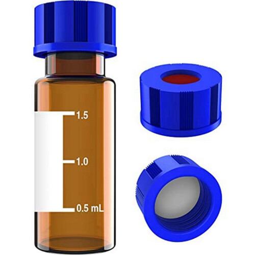 400-Pack Autosamplerflaskor, 2 Ml HPLC-Flaskor, 9-425 Lab-Bärnstensflaskor med Skrivfläckar och Graderingar, Skruvlock, Bärnsten 2