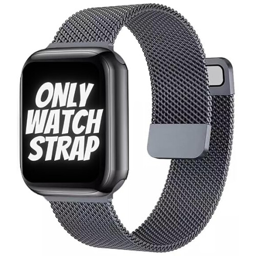 URREM TIL APPLE WATCH 1/2/3/4/5/6/7/8/9/SE 38/40/41mm SORT STÅL