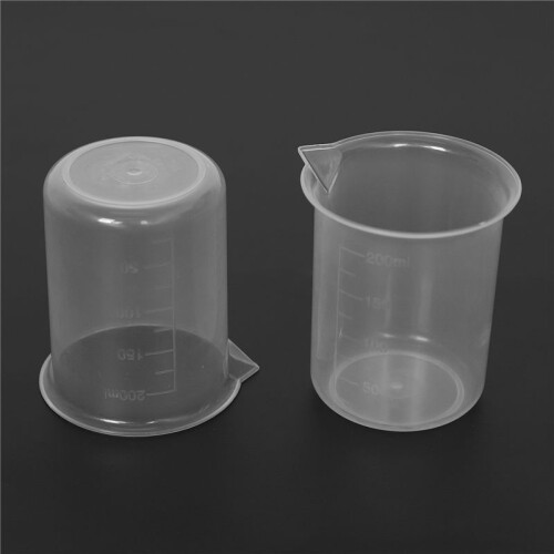 Kitchen Lab Graduated Beaker Clear Plastic Measuring Cup Thicken with Cap Measuring Jug 200mL 10pcs 1