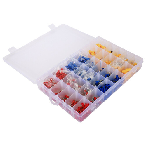 480pc Insulated Assorted Electrical Terminal Crimp Connector spade Set Box 1