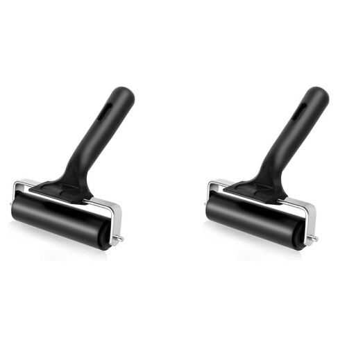 2X Thinp Rubber Roller,Brayer Rollers for Crafting 3.74inch Rubber Roller Black