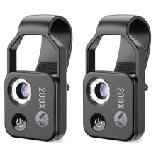 2 Stk 200X MobiltelefonmikroskoptillbehöR med Microscopio de Ventana, Bärbart Digitalt Minimikroskop med LED-Ljus/Universalklämma