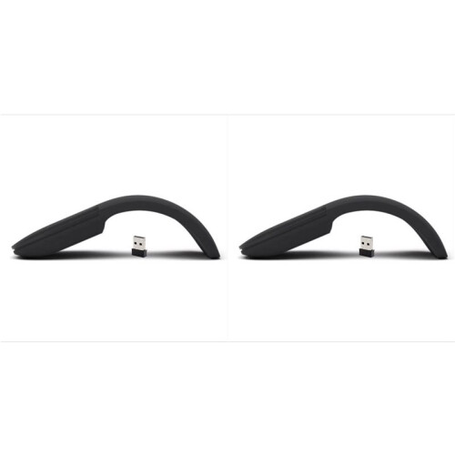 2X Wireless Mouse Foldable Arc Touch Mause Ultra-Thin Mute Office for PC Laptop Black