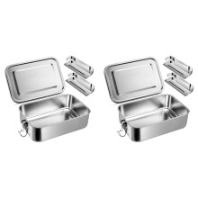 2X 47oz Bento Box, Stainless Steel Lunch Box for Teens, Metal Bento Box with 2 Flexible Compartments, 1400ml Lunch Box