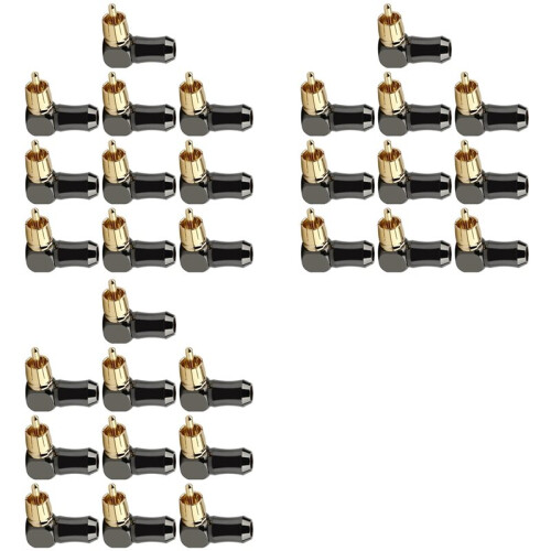 30 Uds. Conector RCA Conector de Audio Macho Codo de Ángulo Recto de 90 Grados Conector de Terminal de Altavoz para Soldar Cable de Vídeo