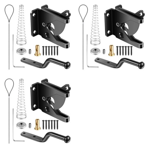 3X Self-Locking Gate  Carbon Steel Post Mounted Fence Gate  Heavy Duty Automatic Gravity Lever