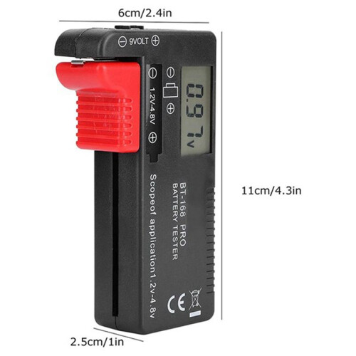 4X BT-168 PRO Batterijcapaciteitstester Digitale Batterijchecker Plastic Draagbare Celtester voor AA 1,5V 9V 2