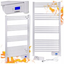 SÄHKÖINEN KYLPYHUONEEN LÄMMITIN 500 W LCD-OHJELMOINTI SEINÄTIKAS VALKOINEN