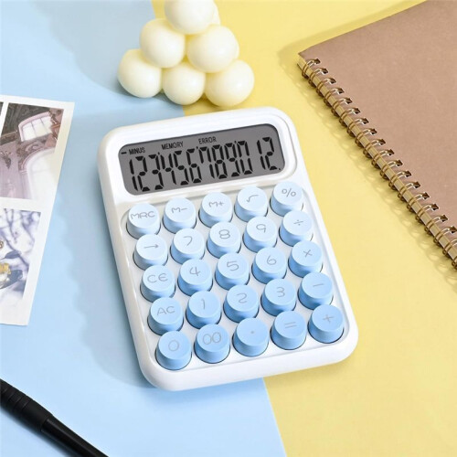 Desktop Mechanical Calculator, Cute  Buttons Calculators with 12 Digits Large LCD Display, Desk Accessories, 2