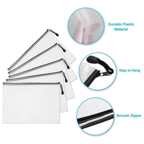 Bolsa com Zíper de Malha B6 90 Peças 5,3 x 7,7 Polegadas, Bolsa com Zíper à Prova D'água para Material de Escritório Escolar, Quebra-Cabeças e 2