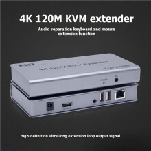 2X Extensor de 120 M Compatible con , Extensor KVM RJ45 4K con USB, Audio KVM HD A Través de Cat6 con Salida de Bucle IR para Ratón y Teclado