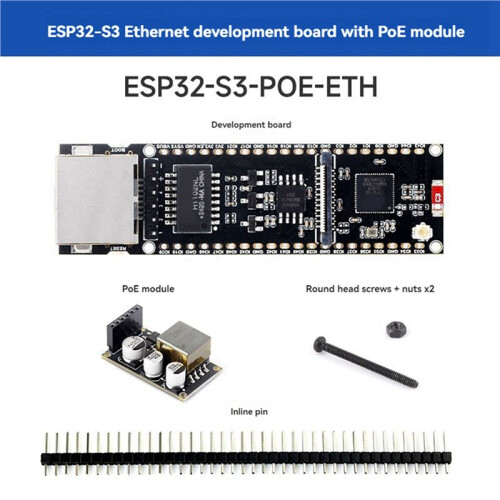 2X ESP32-S3 Ethernet Development Board met POE-Module Ondersteunt Wi-Fi  POE Dual-Core Plate Load Type-C-Interface 2