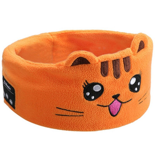 2X Animal Headband Soft Velvet Wireless  Headset com Microphone  Headband com Thin Speaker Sleep Mask,D 1