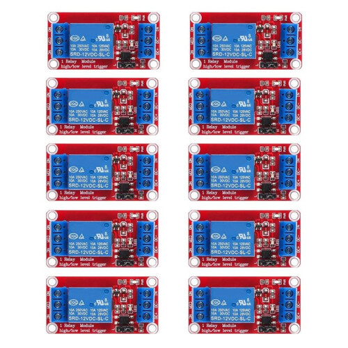 50pcs Relay Module  12V Relay Board 1 Channel with Optocoupler Isolation Support High or Low Level 1