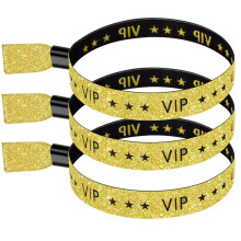 100 Pack VIP Cloth Event Wristband, Solid Color Cloth Wristbands, Color Wristbands for Activities, Parties ( Gold)
