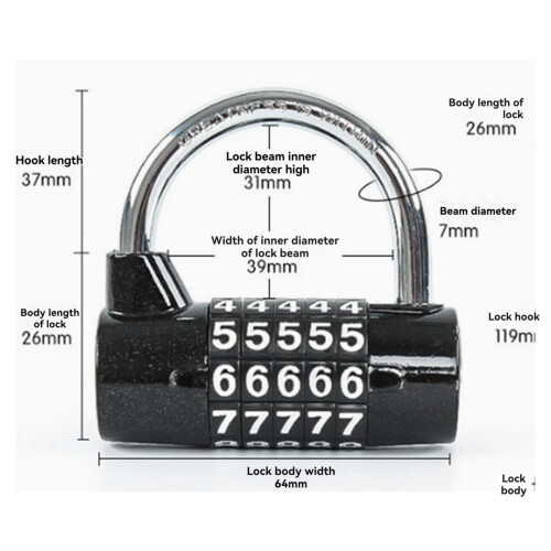2X 5 Digit Number Combination Travel Password Lock Combination Padlock Zinc Alloy Coded Lock Security Safely Code 2