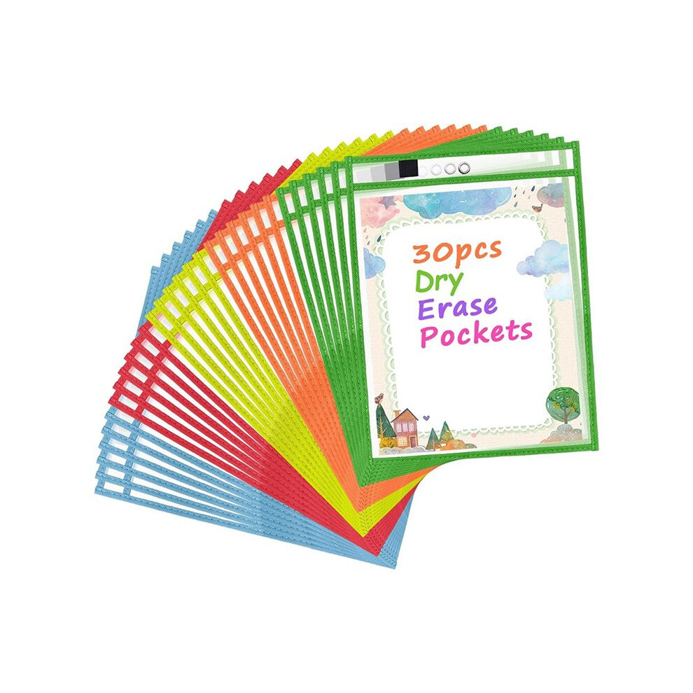 Photos - Tap Hidden Part 30 Pack Dry Erase Pocket Covers Reusable Ticket Holders, Clear Plastic Page Protectors,Organization Supplies for School