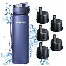 AQUAPHOR CITY Filterflaske 800 ml Marineblå + 5 Patroner