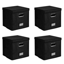 4Stück 12-Zoll-Aufbewahrungsbox für Vinyl-Schallplatten mit Deckel und Griffen, Praktische Aufbewahrungsboxen für LP-Schallplatten für Mehr Als 50