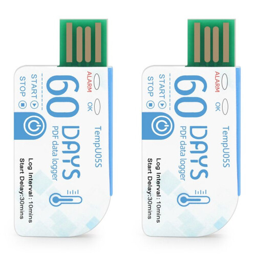 2st TempU05s USB Temperatur Data Logger 60 Day Single Use Temperature Analyzer PDF Rapport USB Temperatur Logger