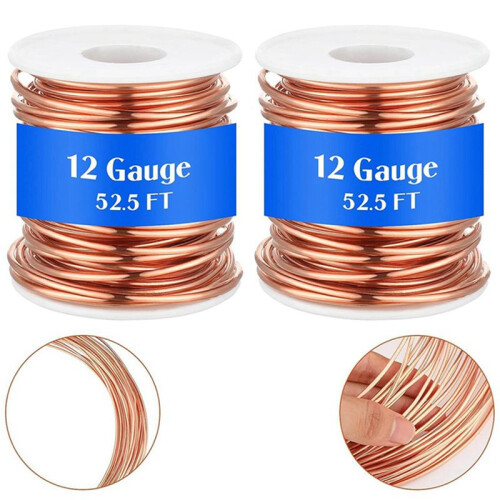 4 Rolls Soft Copper Wire Solid Bare Bendable Wire for Electroculture, Jewelry Making (12 Gauge 52.49Feet Per Roll) 1