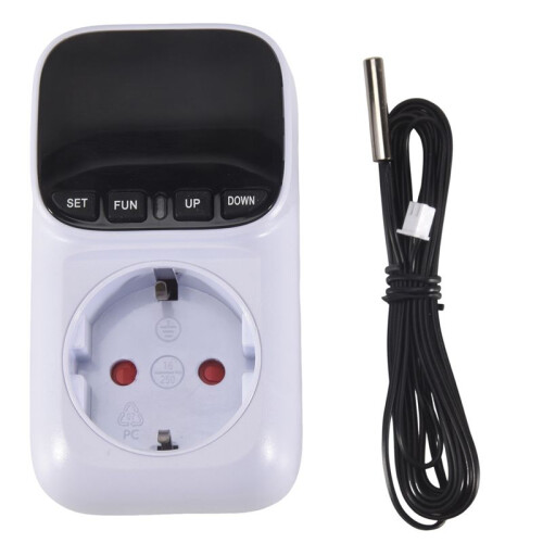 2X Digital Temperature Controller Socket Outlet Thermostat with  Sensor Probe Heating Cooling  16A EU Plug 1