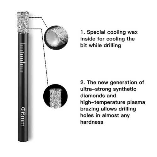 18 Pcs Diamond Drill Bit Porcelain Tile Drill Bit 6mm 8mm 10mm 12mm Tile Drill Bits Sets Round Shank Dry Drill Bits 1