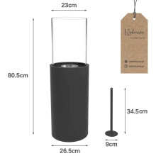 Vapaasti seisova, korkea lattia biotakka 80,5 cm koristekivillä - ROMA BLACK