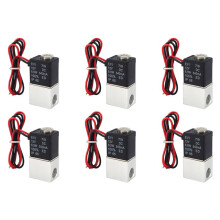 6X DC12V Solenoid Valve 1/4 Inch 2 Way Normally Closed Direct-Acting Pneumatic Valves for Water Air Gas