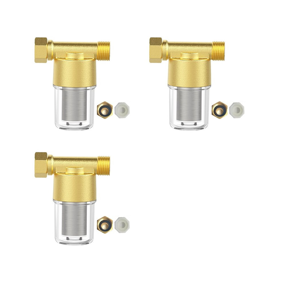 3X Brass Sediment Filter, Reusable Sediment Water Filter, Inline Washer Filter For Washing Machine, Shower,Garden Hose 4712446551706