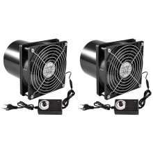 2pcs 100mm Extractor Fan, 12V Pipe Fan with Speed Control, 3000 RPM for Bathroom, Toilet, Kitchen, Greenhouse EU Plug