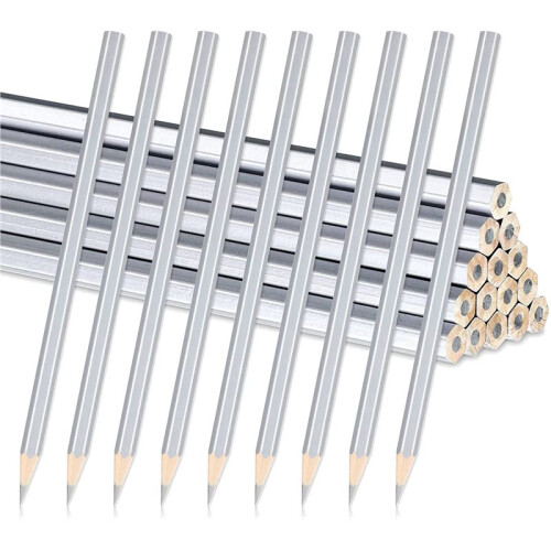 60 Pack Silver Welders Pencil Metallic Silver Marking Pencil for Construction Workers Metalwork Plumbers Framers 2