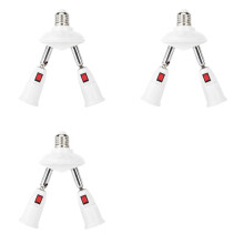 3X 360 Degree Adjustable - 2 in 1 E27 Splitter Socket Adapter. E27 Standard LED Bulb Socket Adapter