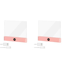 2X Book Light, Rechargeable Clear LED Flat Reading Light with 3 Colors & Timer, Plate Lamp Book Full Page Light