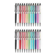 24Pcs/Pack Bling Bling 2-In-1 Slim Crystal Diamond Stylus Pen and Ink Ballpoint Pens (12 Colors)
