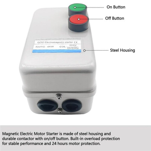 2X Magnetischer Elektromotorstarter, 220 V, 4 KW, 5,5 PS, Dreiphasiger oder Einphasiger Motorstarter mit Magnetschalter. 1