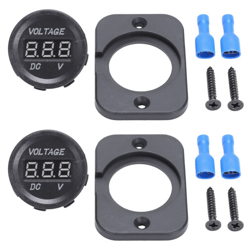 2X 12V-24V Waterproof Car Motorcycle LED Digital Display Voltmeter Voltage Meter Black