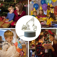 2X 3D Acrylic Light Excavator Truck with Night Light Base Kids Anniversary Gift Ideal for Kids Room Decor