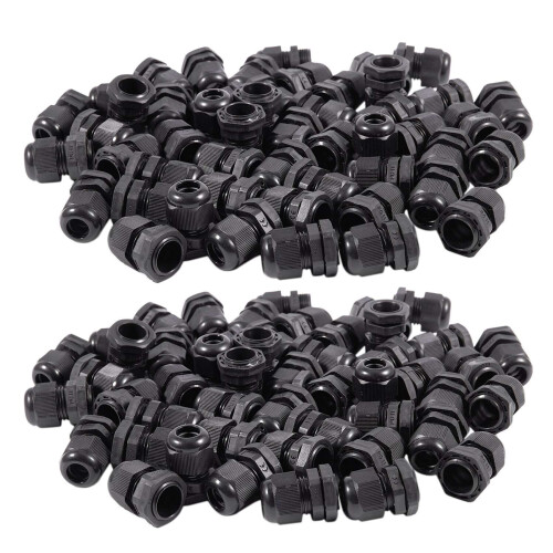 100 x Black Plastic Waterproof Connector PG11 5-10mm Diameter Cable Gland