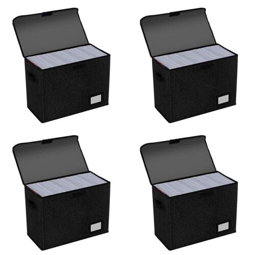 4X Comic Book Storage Boxes, Back to School Fold Comic Short Box Case with Lid, Book Bin Holds 150 Comics Black