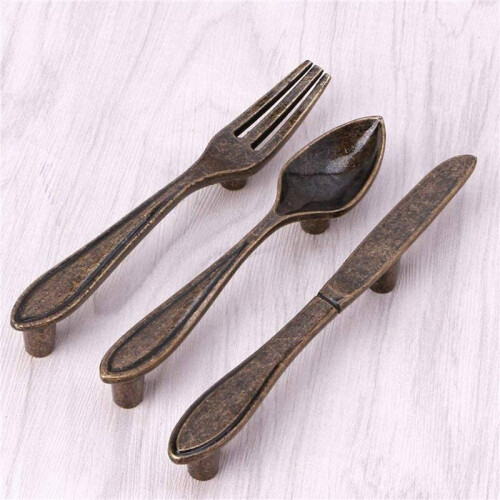 45 Pcs Knife Spoon Fork Kitchen Cabinet Closet Drawer Pull Handles Knobs 3-Inch Center to Center Bronze 1