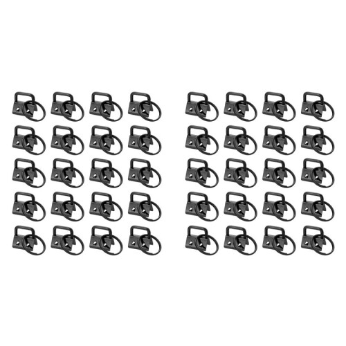 40PCS Key Fob Hardware with Keychain Rings for Bag Webbing,Black