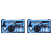2X Siphon Feed Dual Action 0.35mm Airbrush Kit Spray Tool Air Brush for Makeup Cake Art Painting Temporary Body