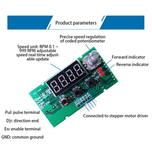 4X Speed RPM Display Stepper Motor Driver Controller Board Speed Adjustable Reversal 2