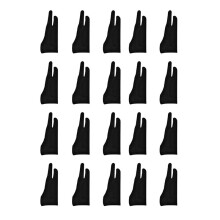 20 Pack Artist Gloves for Tablet Digital Drawing Glove Two Fingers Thicken Rejection Glove for Pad (S)