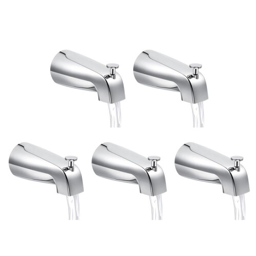 5X Bico de Banheira de Banheiro, Montagem Frontal de Parede de Alcance de 5 1/4 Polegadas com Desviador de Chuveiro 1/2 Polegadas IPS Rosca Interna