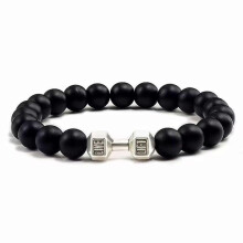 (Black matte, silvery) Dumbbell Bracelet